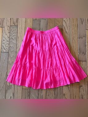 Lifestyle Brand 100% Cotton Pink Gauze Tiered Midi Skirt - Size Small